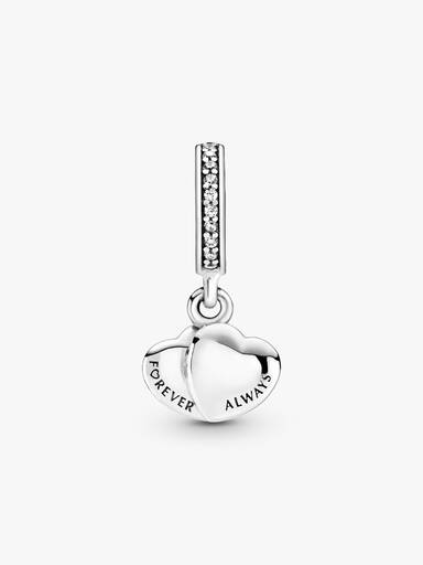 Two-Tone Double Heart Dangle Charm