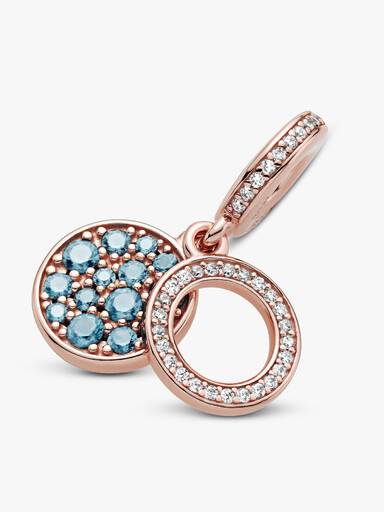 Sparkling Light Blue Disc Double Dangle Charm