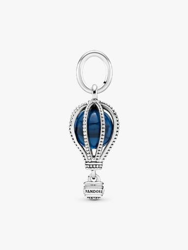 Air balloon silver dangle with encased moonlight blue crystal