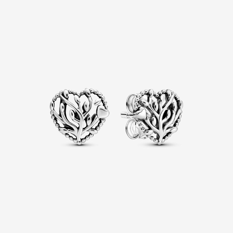 Tree of love silver stud earrings image number 0