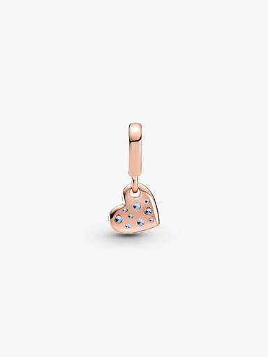 Light Blue Pavé Tilted Heart Dangle Charm