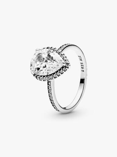 Silver ring with clear cubic zirconia