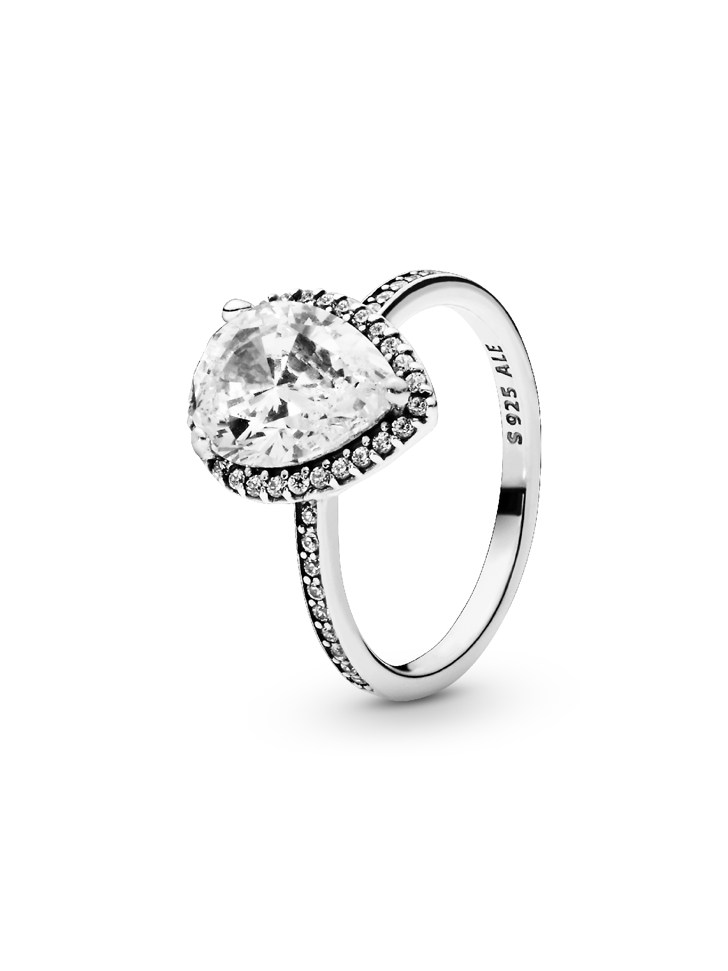 Silver ring with clear cubic zirconia