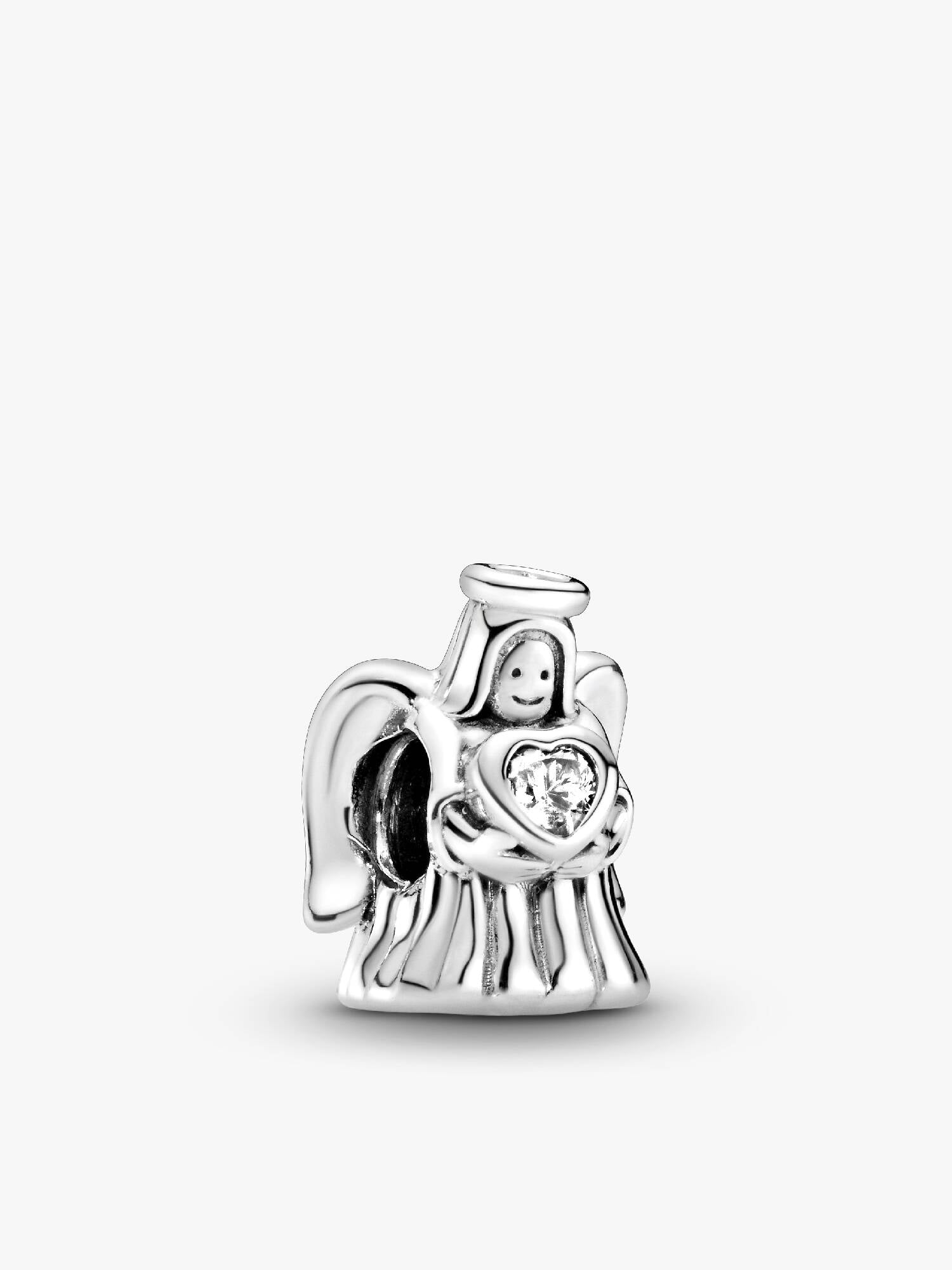 Angel silver charm with clear cubic zirconia