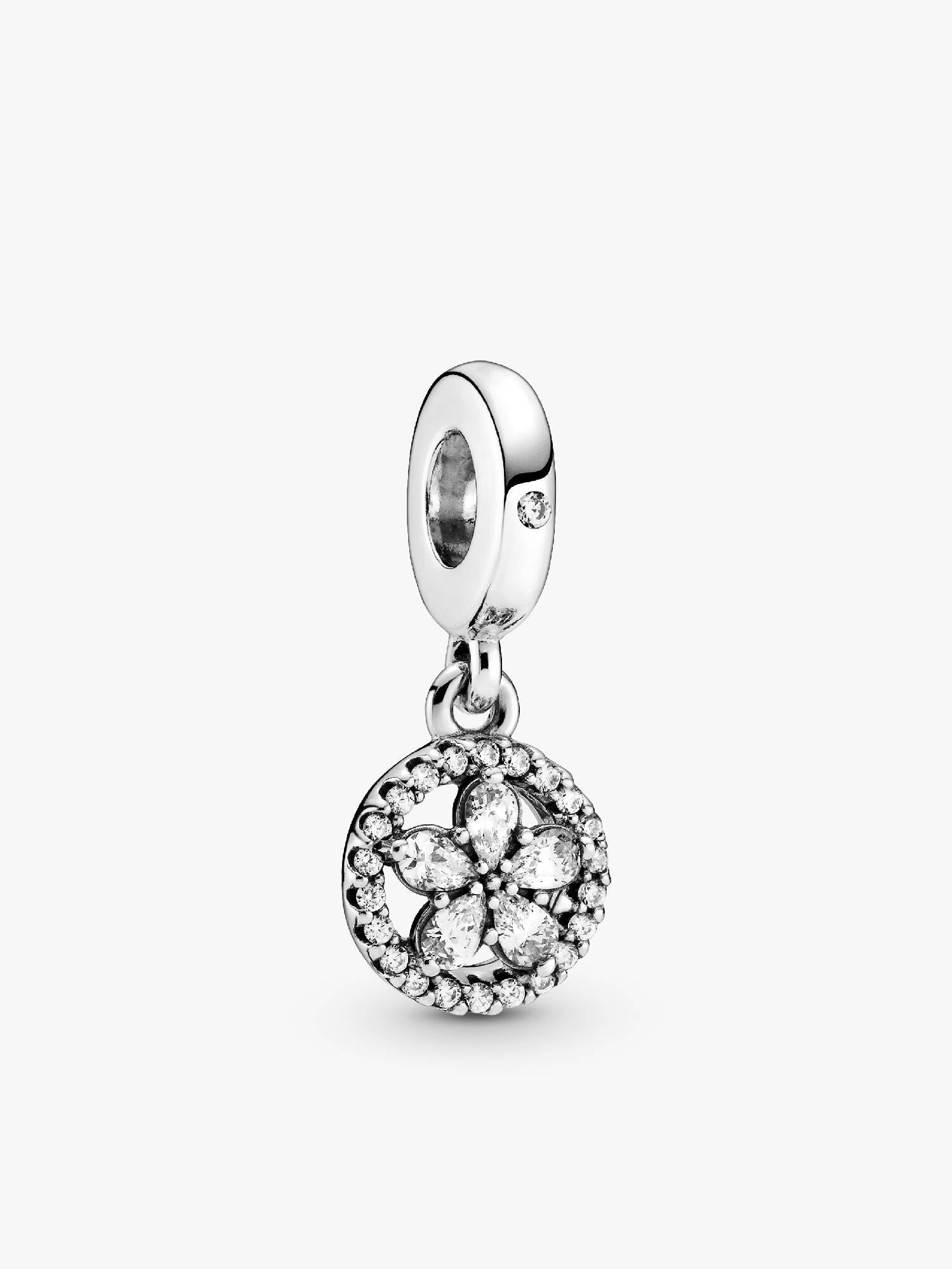 Sparkling Snowflake Circle Dangle Charm
