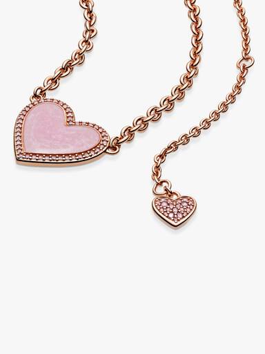 Pink Swirl Heart Collier Necklace