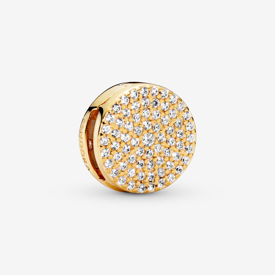 PANDORA Reflexions clip charm in 14k gold-plated with clear cubic zirconia image number 0