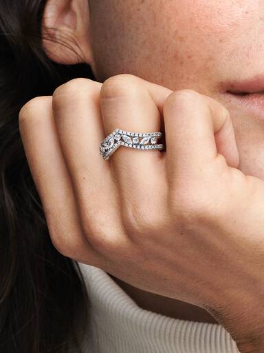 Sparkling Marquise Double Wishbone Ring
