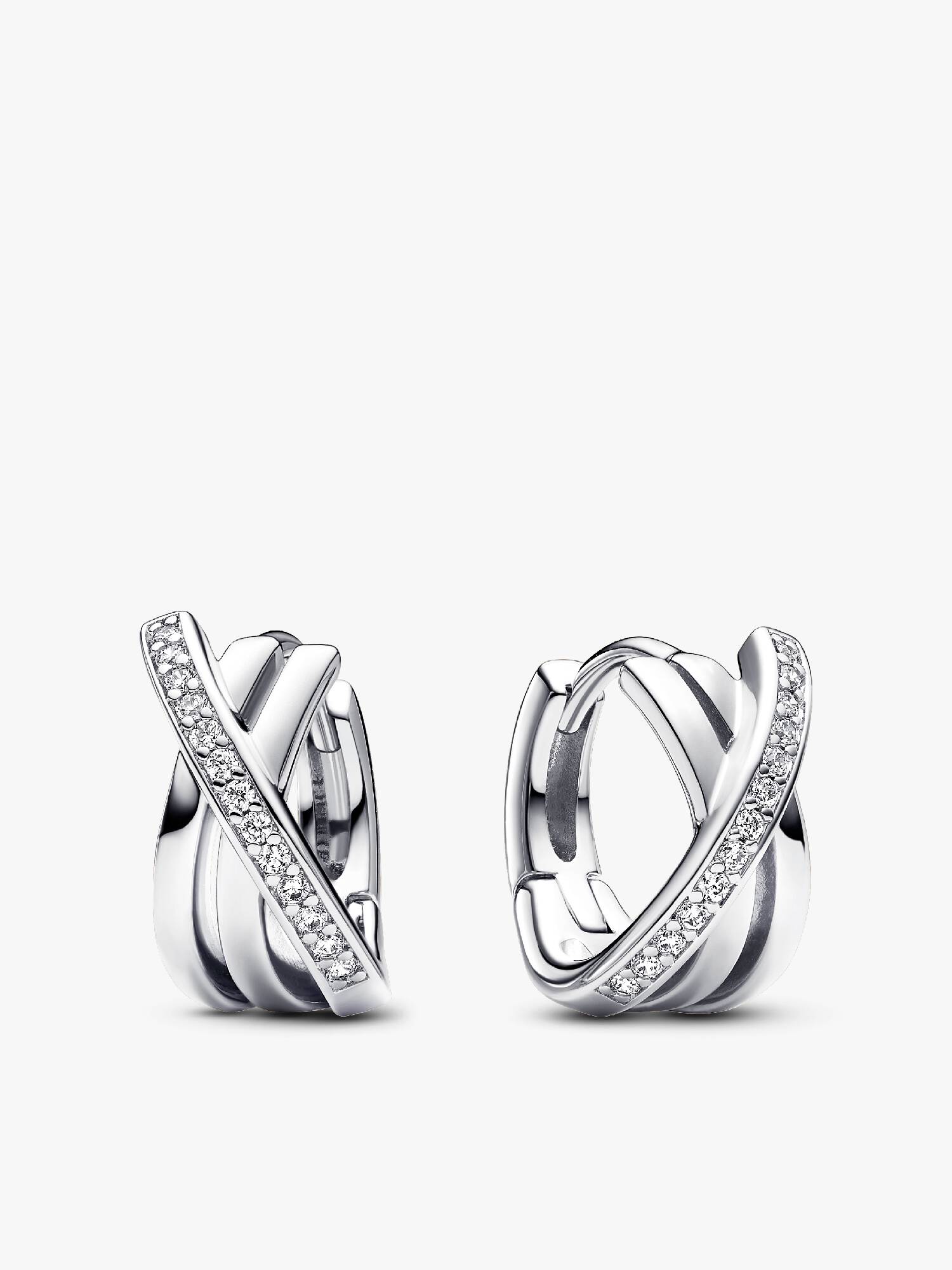 Crossover Pavé Hoop Earrings