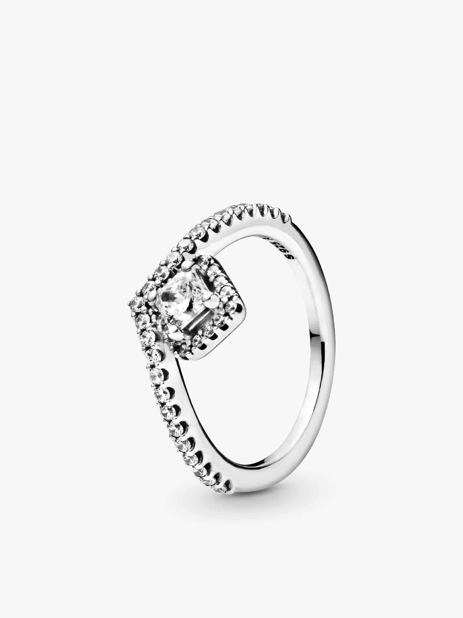 Square Sparkle Wishbone Ring