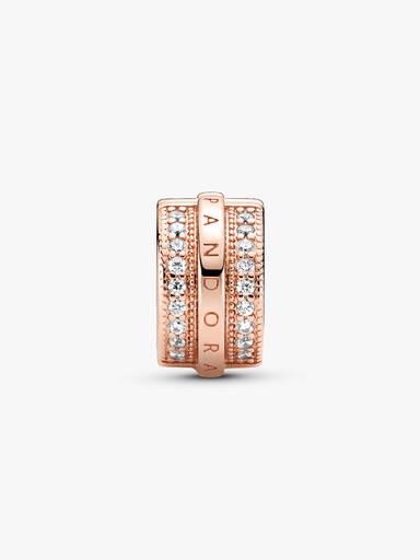 Sparkling Pavé Lines & Logo Clip Charm