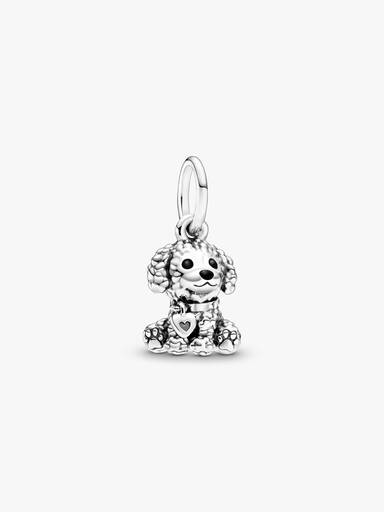 Poodle sterling silver dangle with black enamel