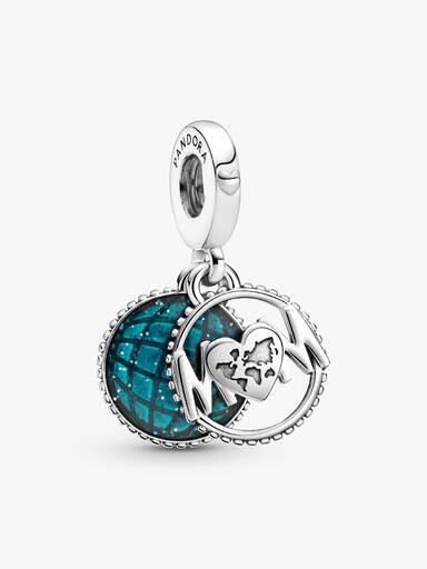 Glitter Globe Mum Dangle Charm