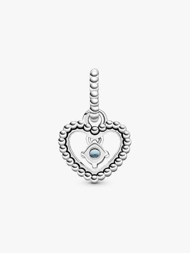 Aqua Blue Beaded Heart Dangle Charm