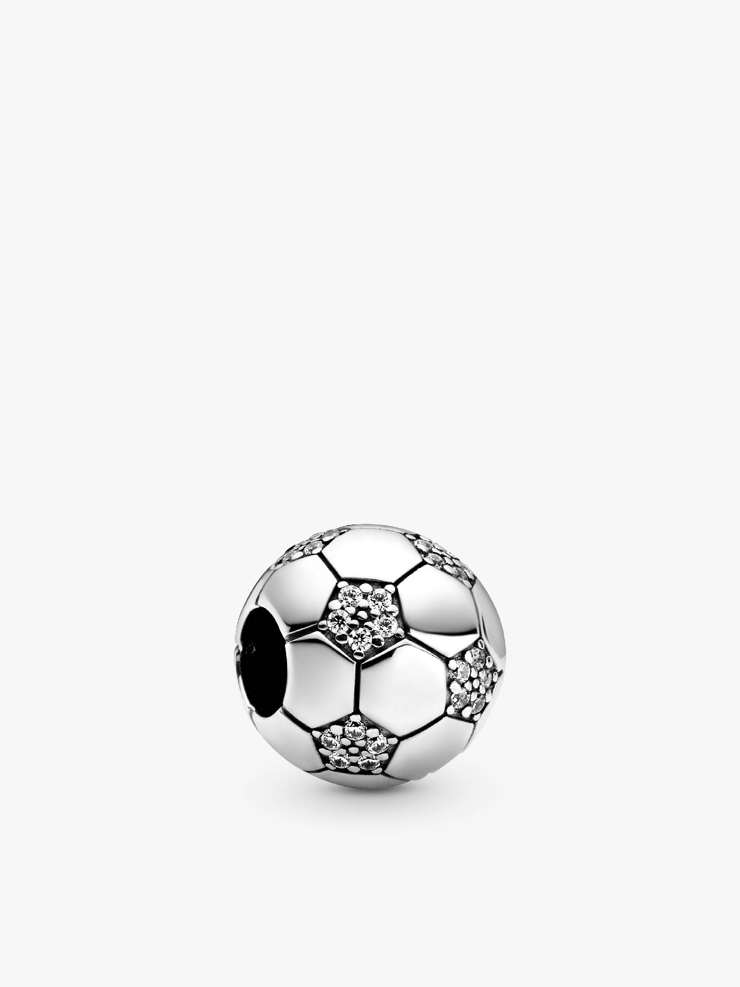 Football sterling silver charm with clear cubic zirconia