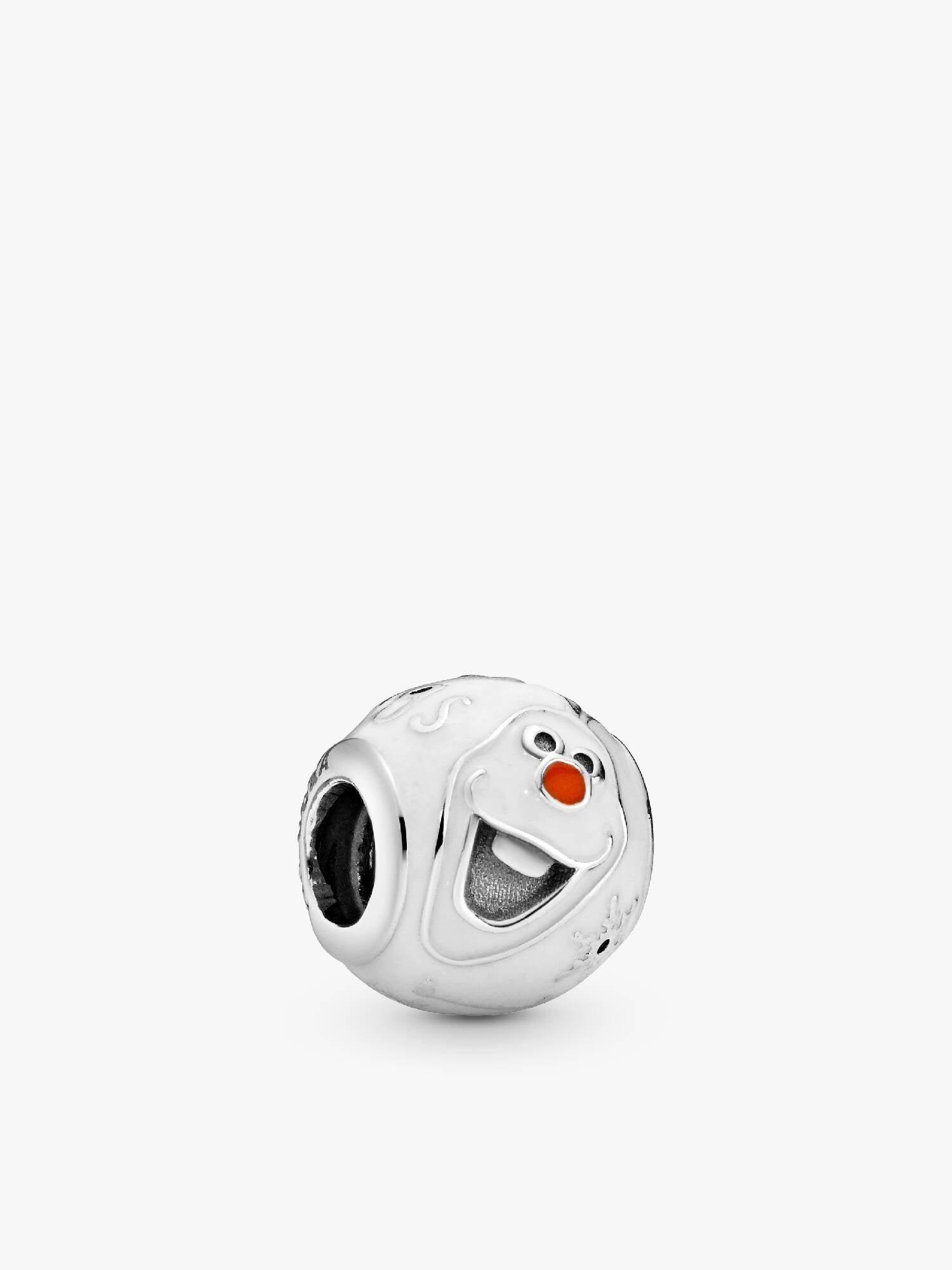 Disney Olaf silver charm with white and orange enamel