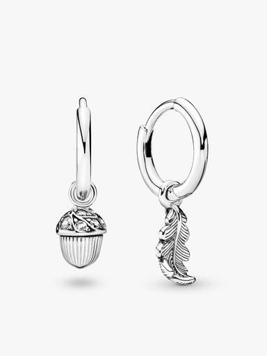 Acorn & Leaf Hoop Earrings