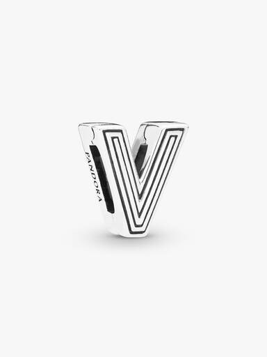 Pandora Reflexions letter V silver clip charm