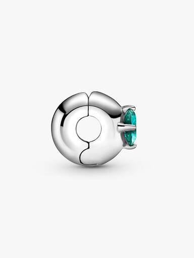Green Round Solitaire Clip Charm