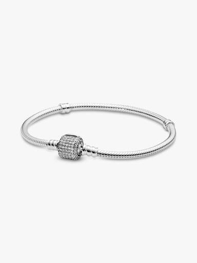 Silver bracelet with clear cubic zirconia