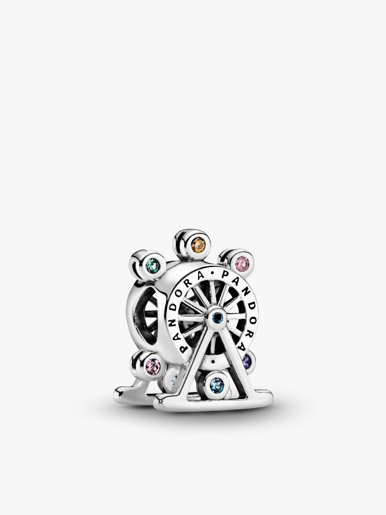 Ferris wheel silver charm with mixed colours of crystals and cubic zirconia