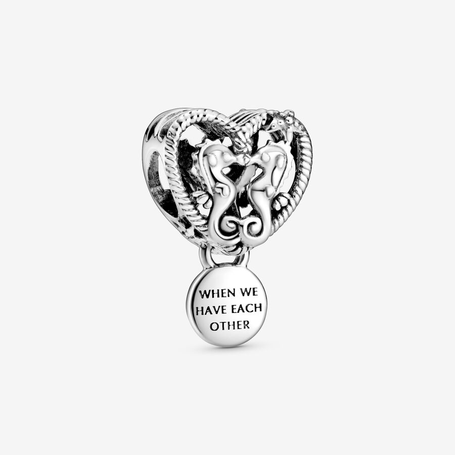 Openwork Seahorses Heart Charm image number 0