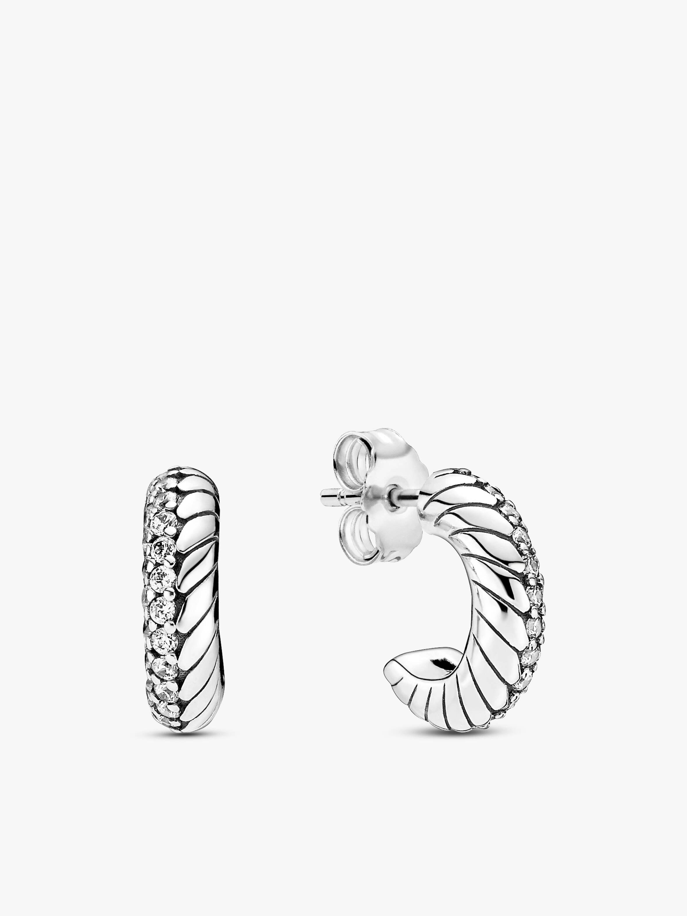 Pavé Snake Chain Pattern Hoop Earrings