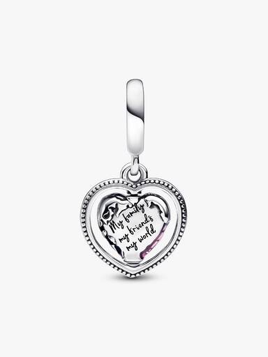 Family Spinning Heart Globe Dangle Charm