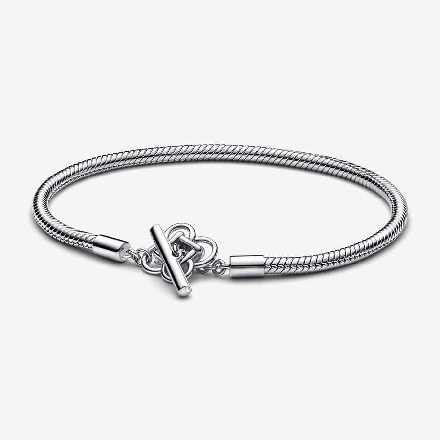 Pandora Moments Peace Knot T-bar Snake Chain Bracelet image number 0