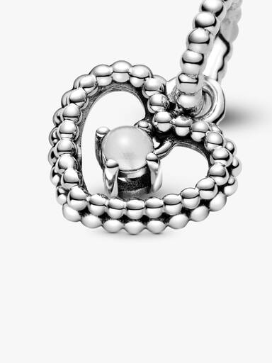 Milky White Beaded Heart Dangle Charm