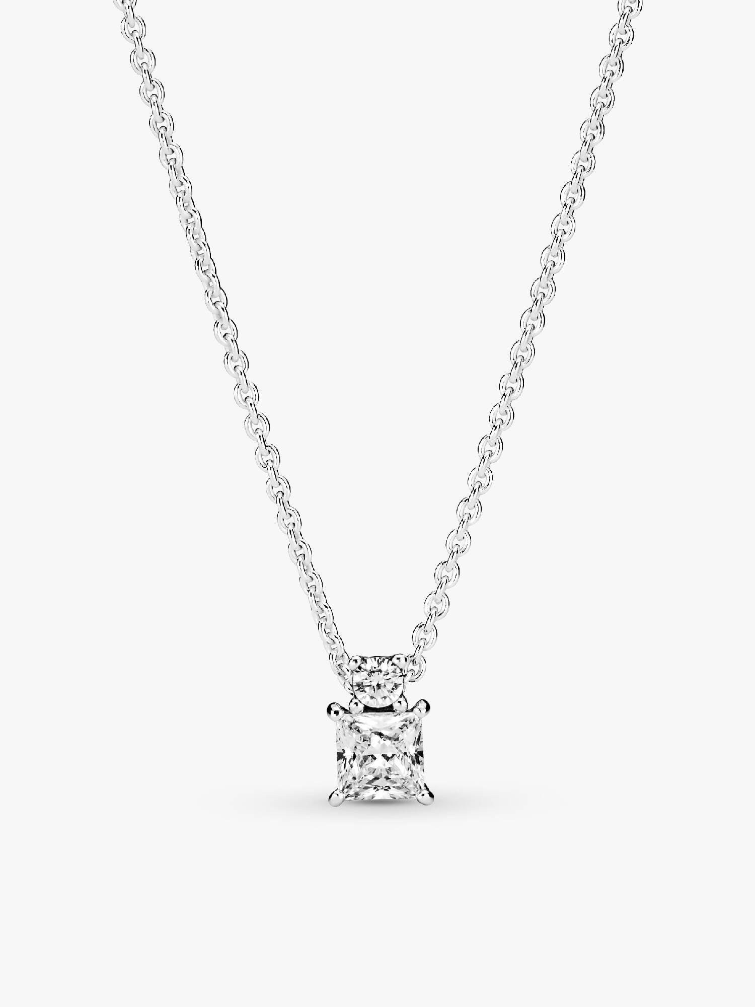 Sparkling Collier Round & Square Pendant Necklace