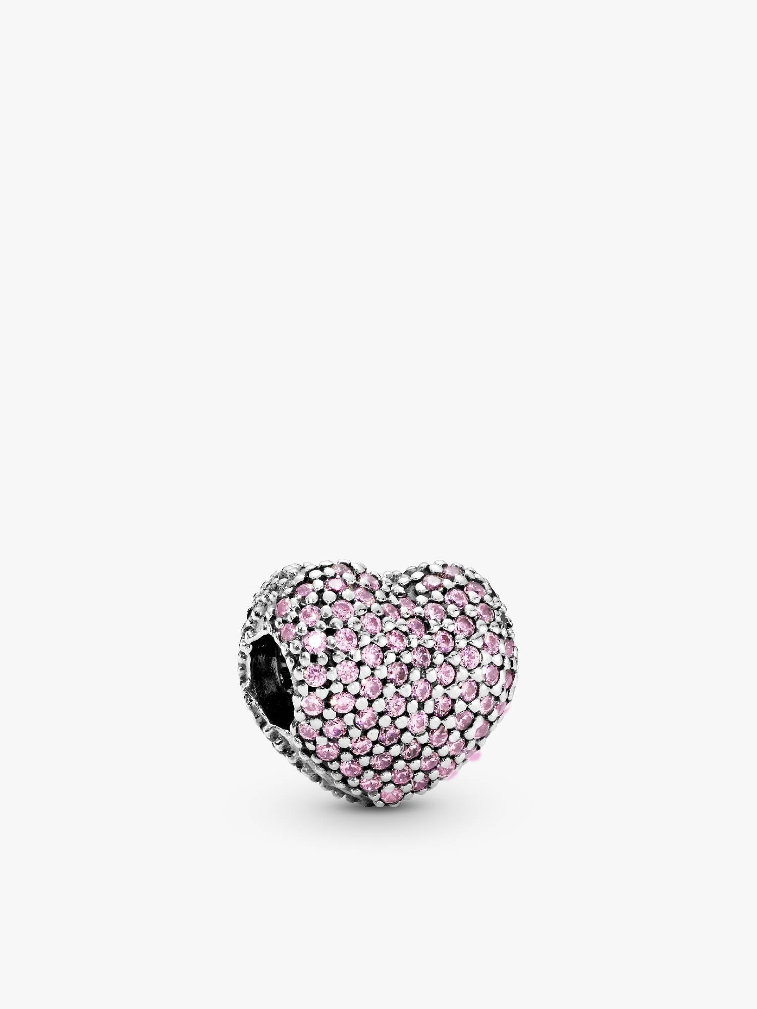 Pink Pavé Heart Clip Charm