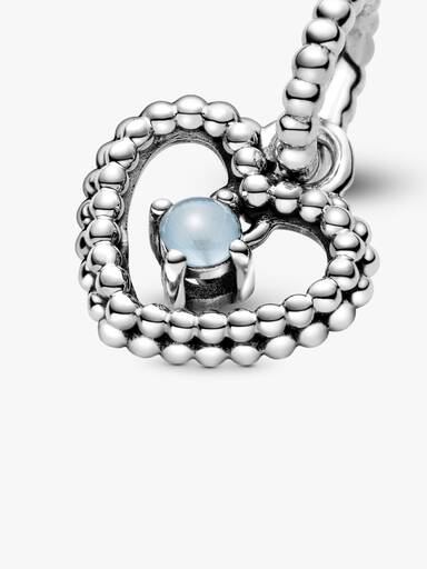 Sky Blue Beaded Heart Dangle Charm