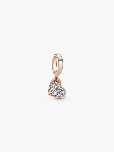 Light Blue Pavé Tilted Heart Dangle Charm