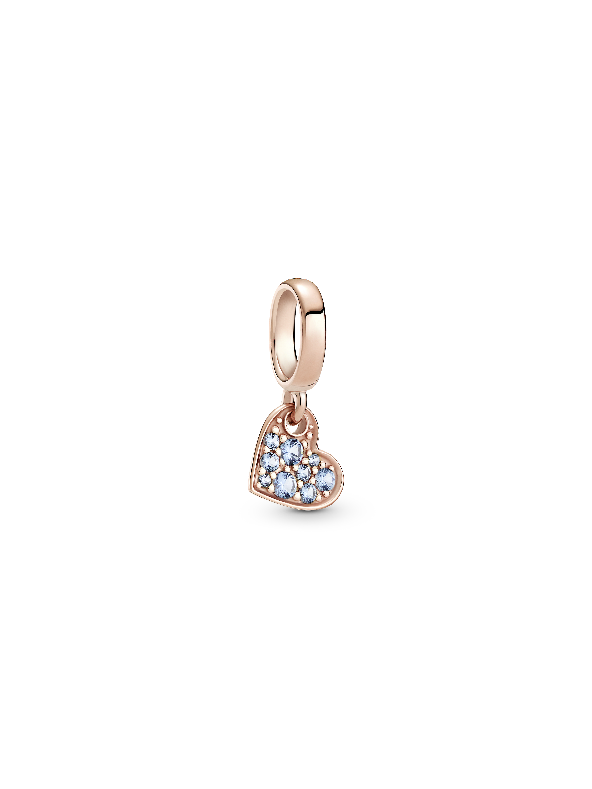 Light Blue Pavé Tilted Heart Dangle Charm