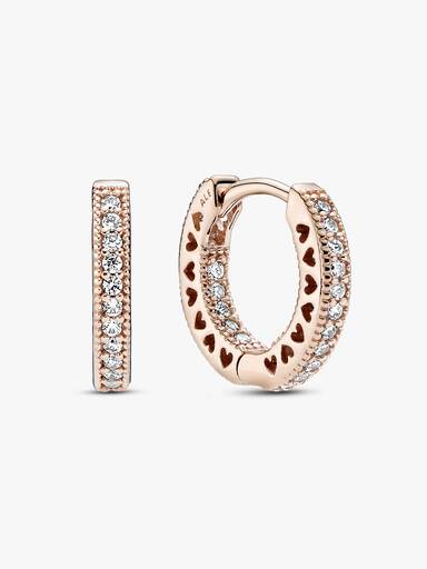 Pavé Heart Hoop Earrings