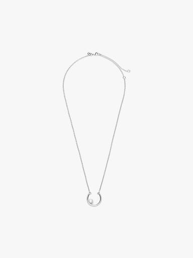 Silver collier with white freshwater cultured pearl