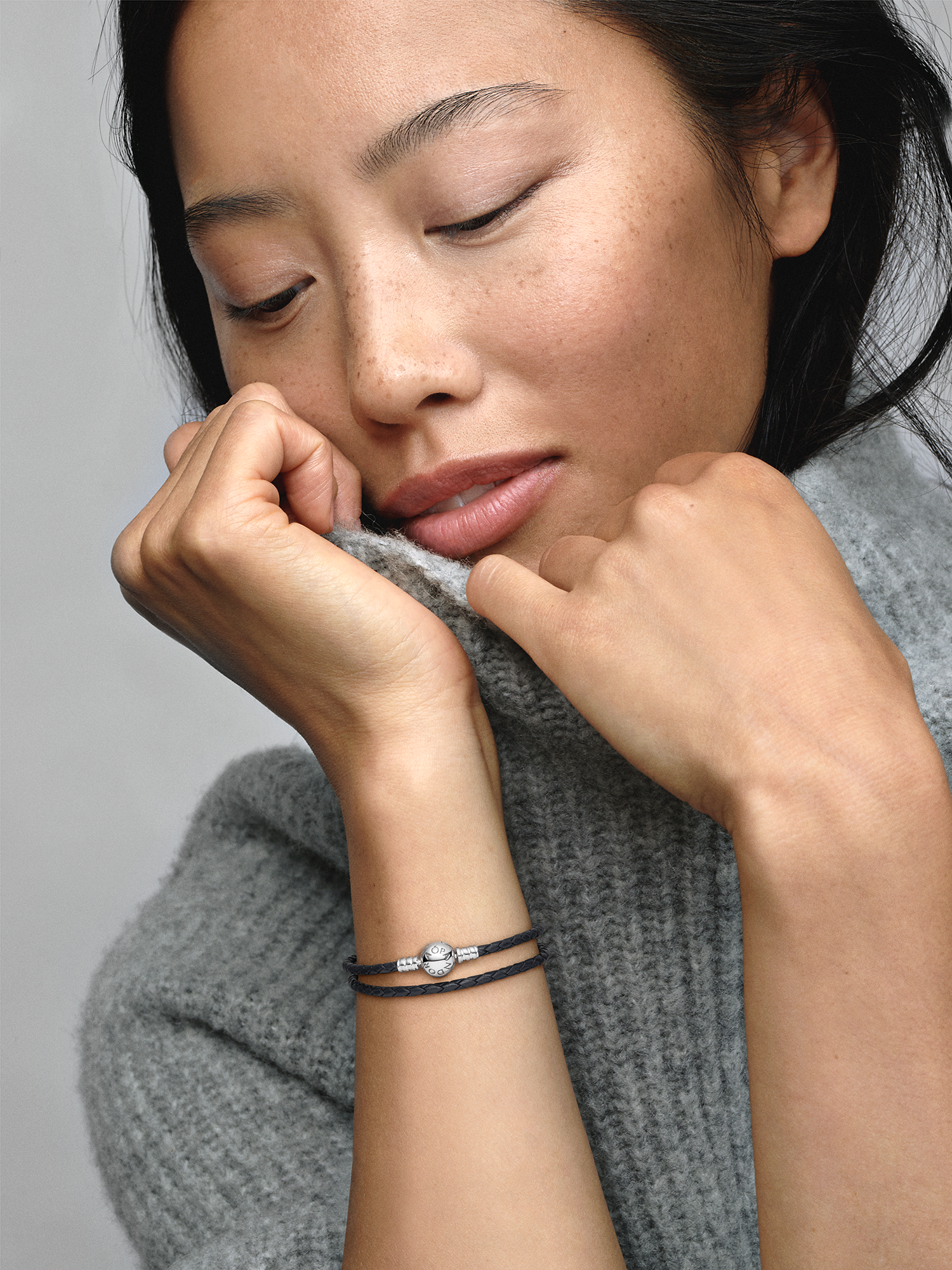 Double Black Leather Bracelet | Sterling silver | Pandora ZA