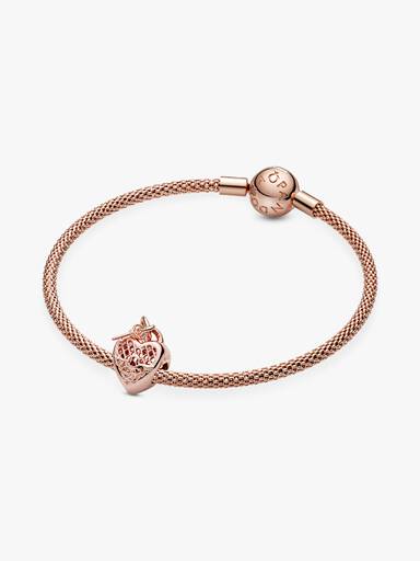 Heart padlock and key 14k rose gold-plated charm