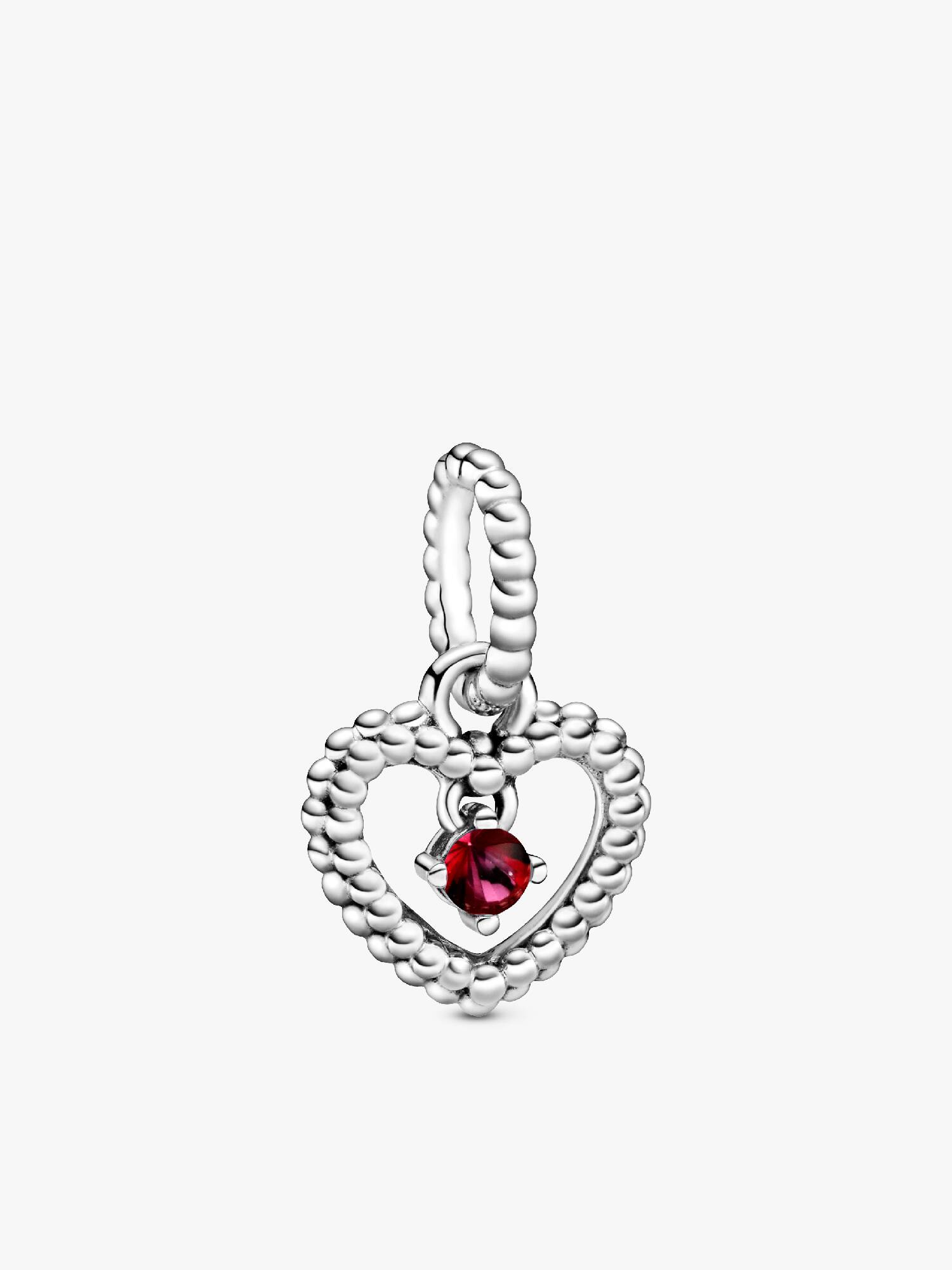 Blazing Red Beaded Heart Dangle Charm
