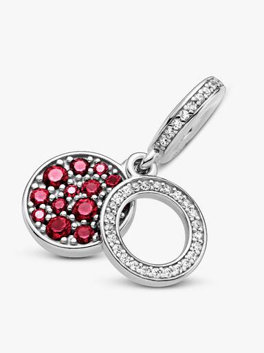 Sparkling Red Disc Double Dangle Charm