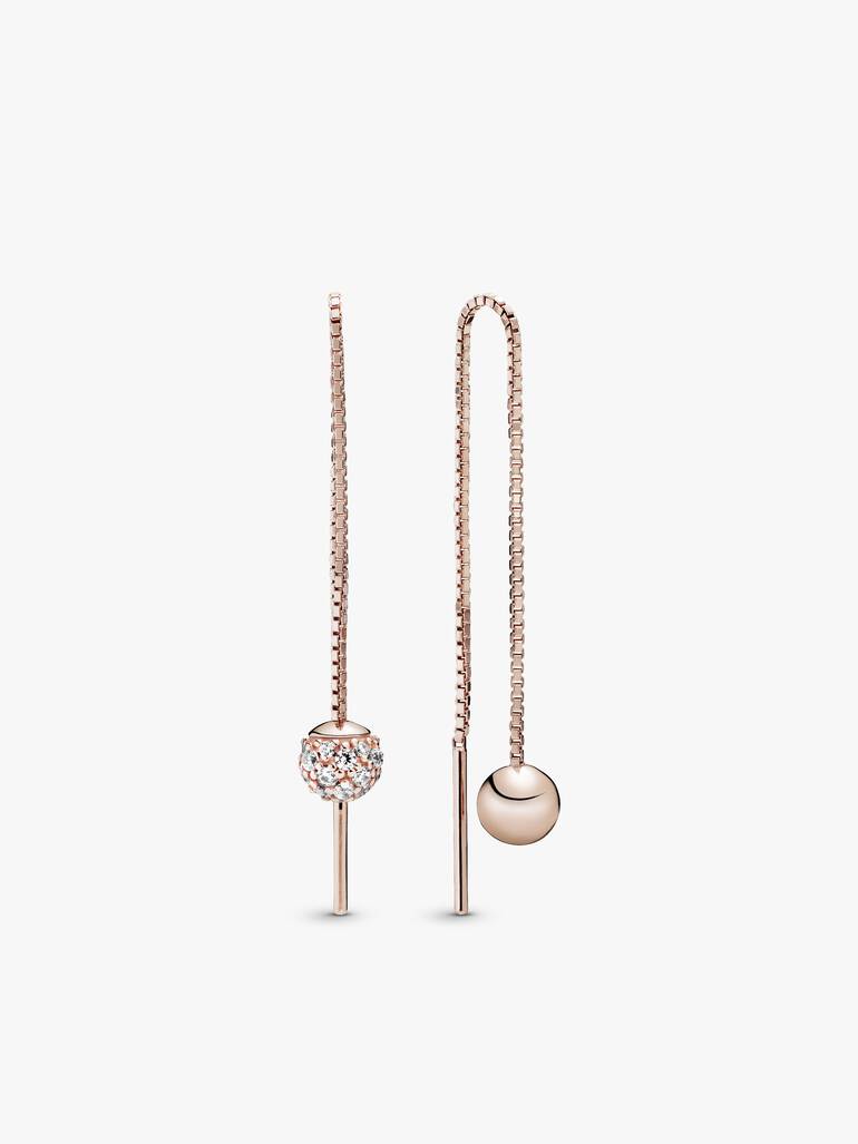Polished & Pavé Bead Dangle Earrings