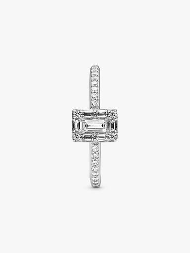 Ice cube silver ring with clear cubic zirconia