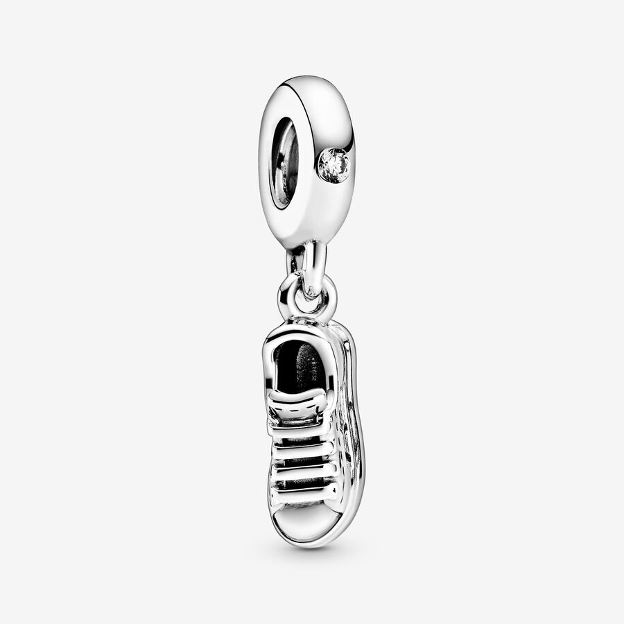 Sneaker sterling silver dangle with clear cubic zirconia image number 0