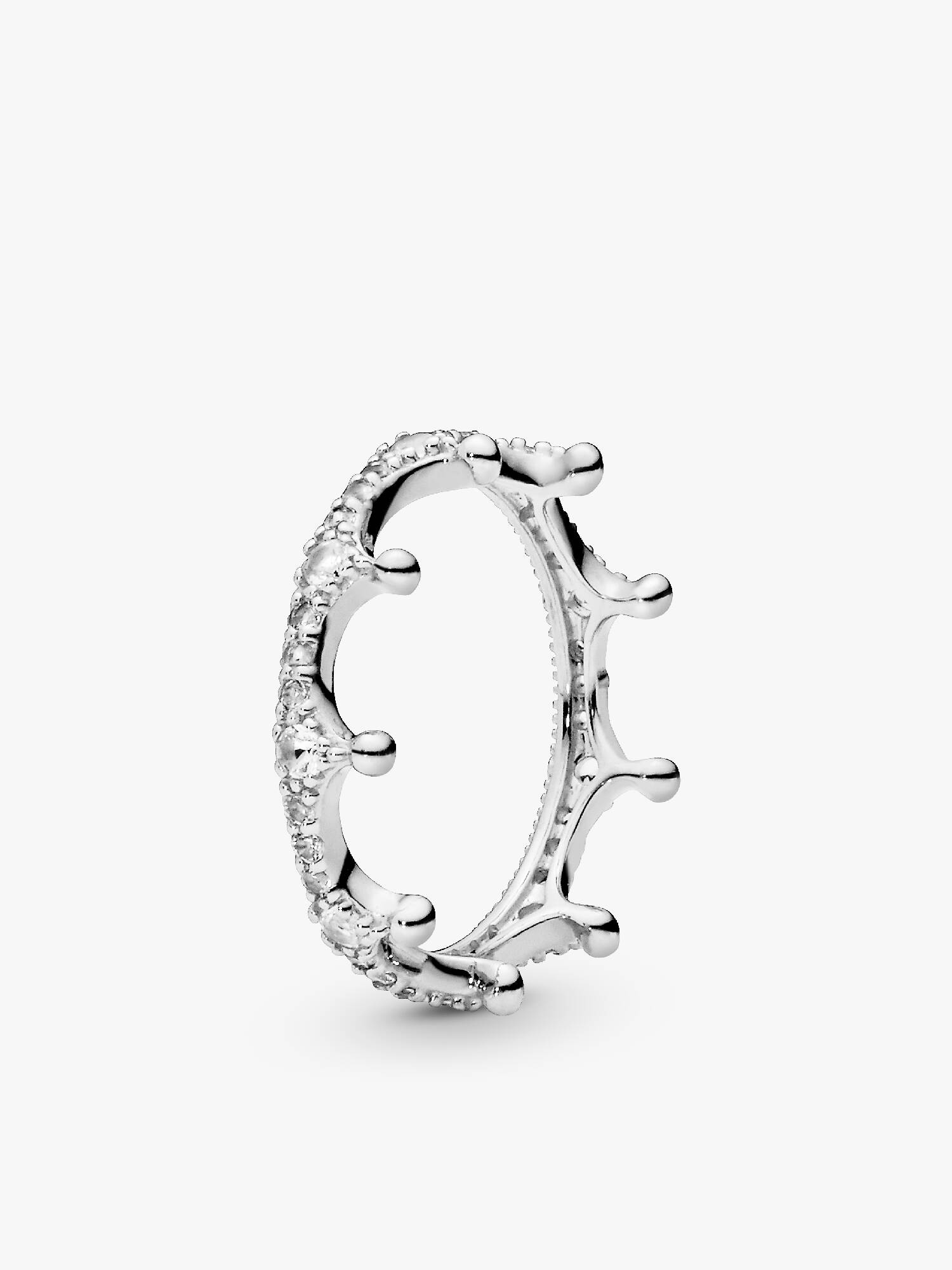 Crown silver ring with clear cubic zirconia