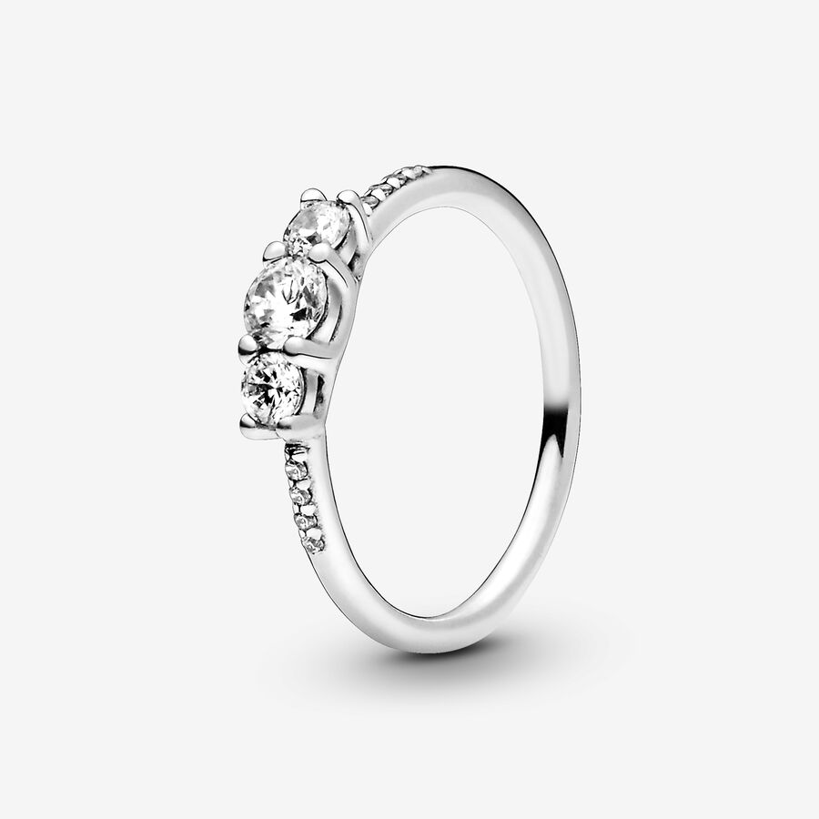 Silver ring with clear cubic zirconia image number 0