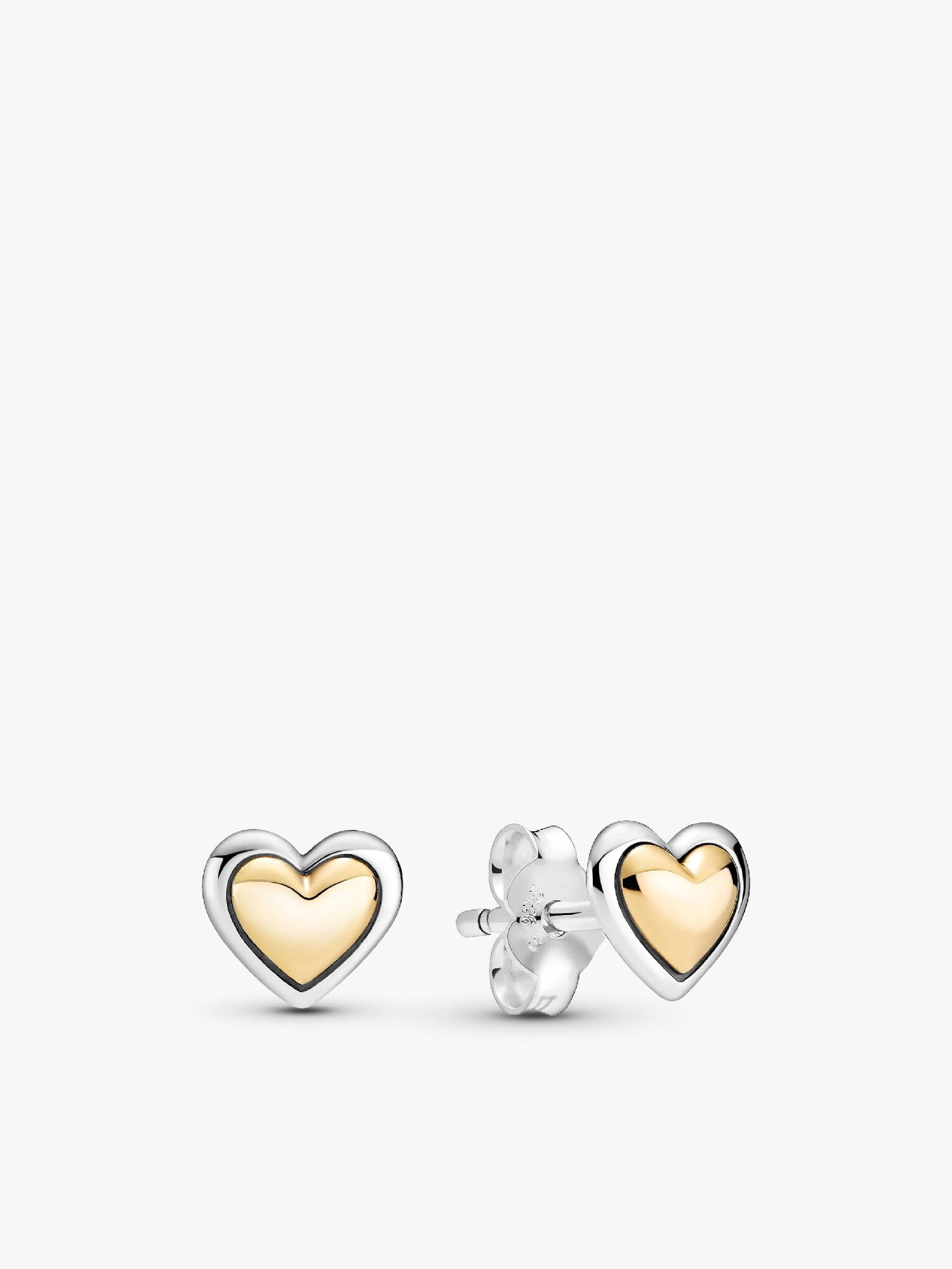 Domed Golden Heart Stud Earrings