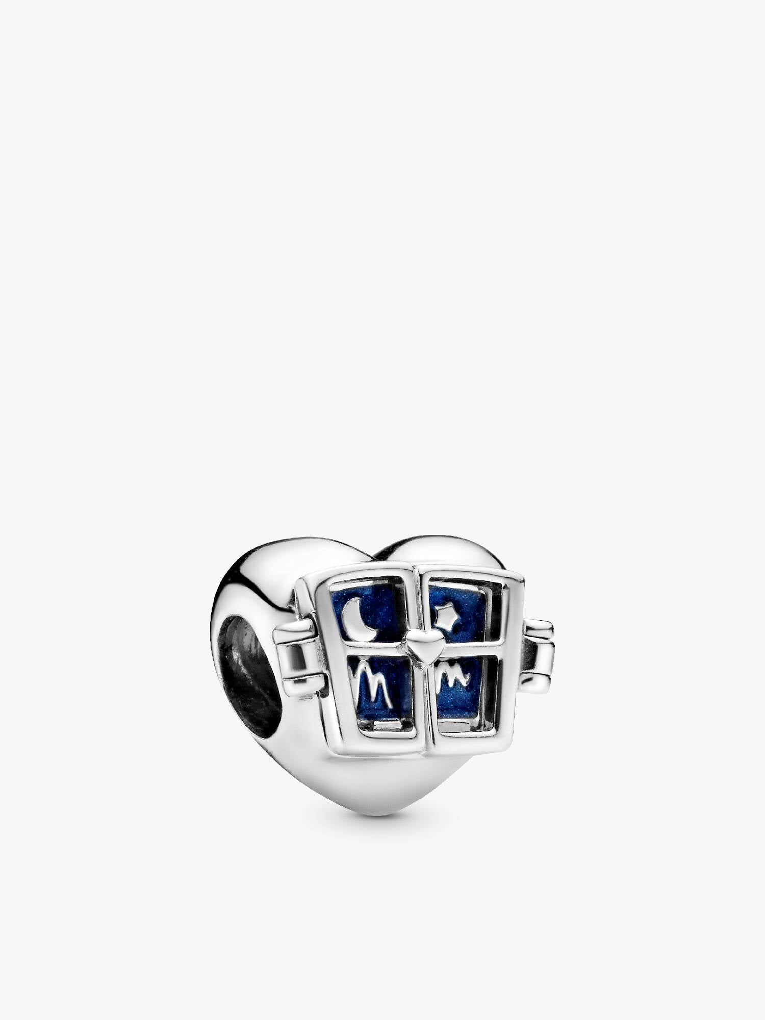 Mum heart silver charm with blue enamel