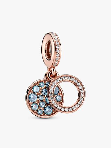 Sparkling Light Blue Disc Double Dangle Charm