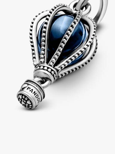 Air balloon silver dangle with encased moonlight blue crystal
